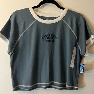 NWT cropped embroidered baseball tee